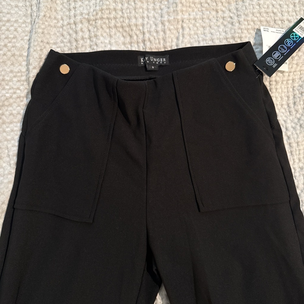 Kay Unger Black Trousers with Gold Accents